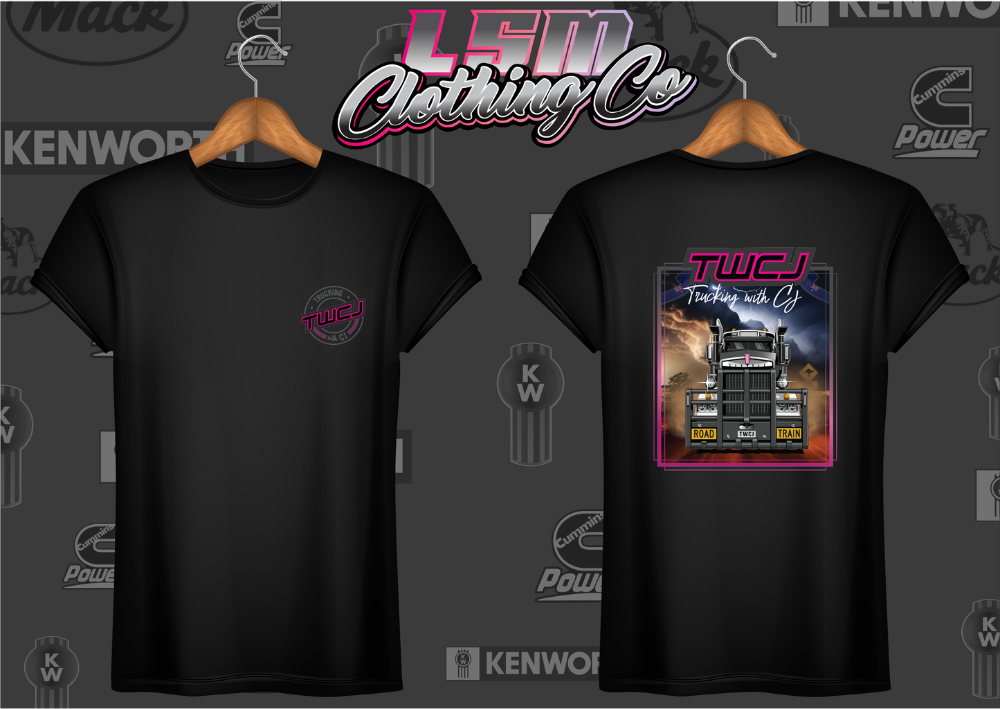 Trucking with CJ Kenworth T909 Design - T-Shirts
