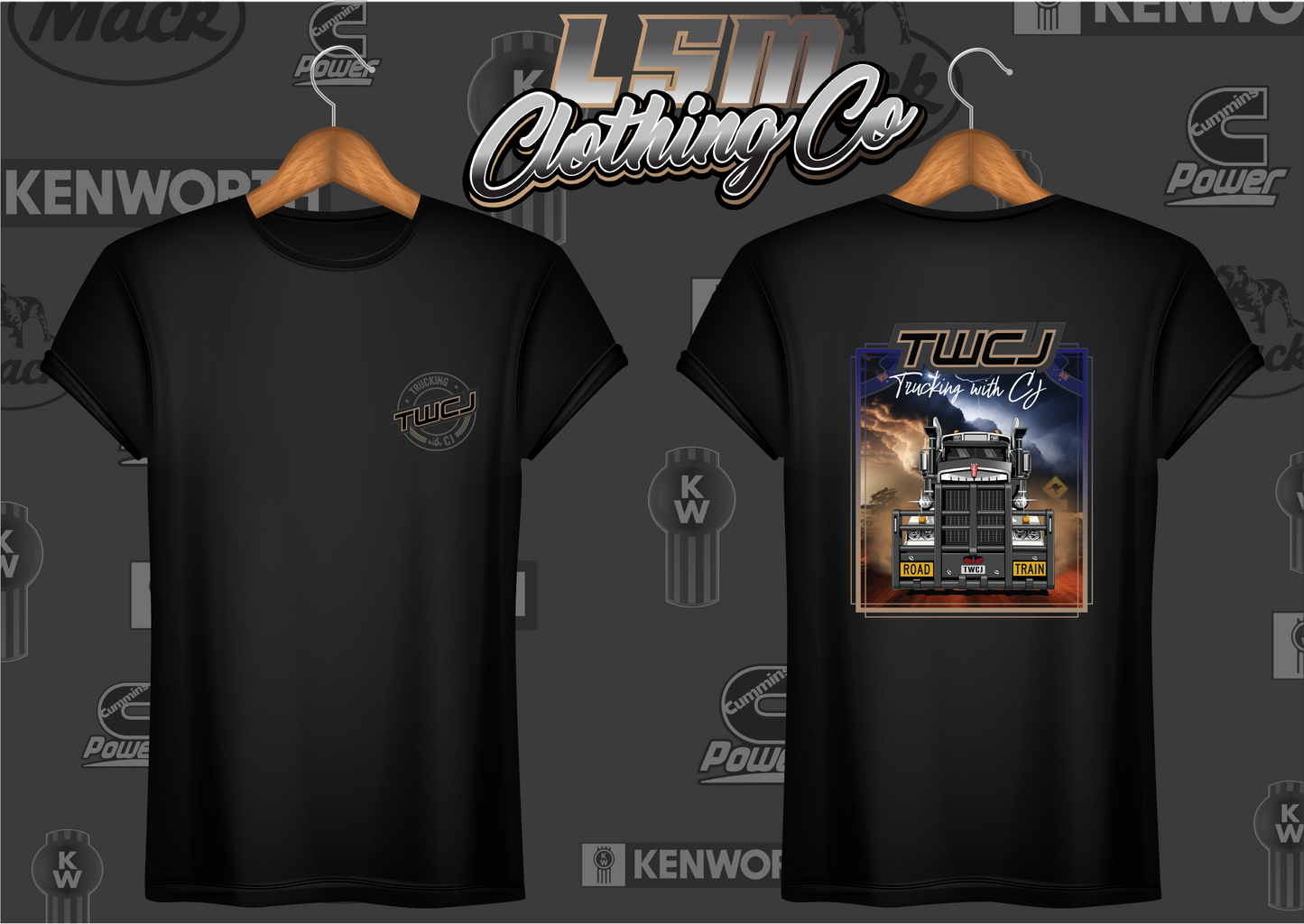Trucking with CJ Kenworth T909 Design - T-Shirts