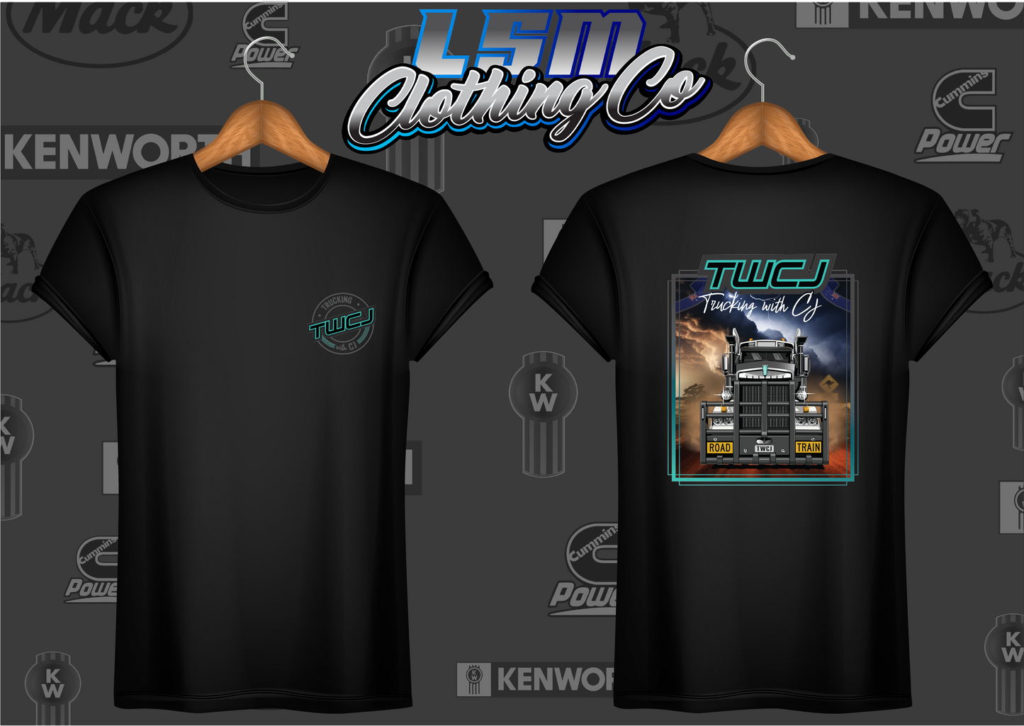 Trucking with CJ Kenworth T909 Design - T-Shirts