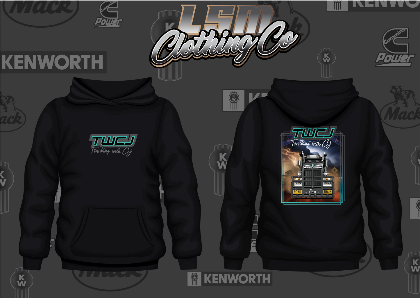 Trucking with CJ Kenworth T909 Design - Hoodies