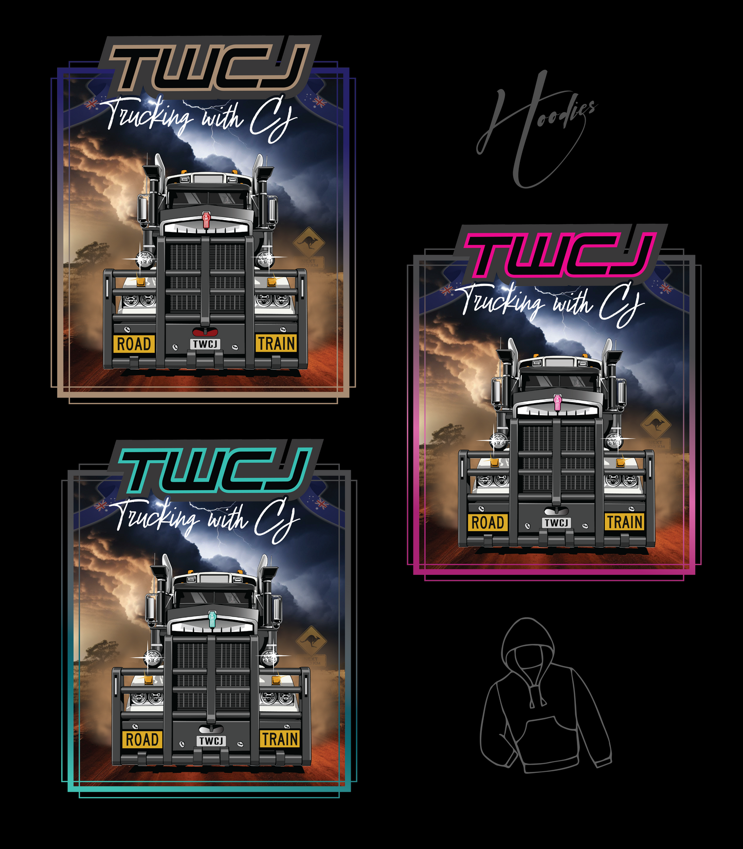 Trucking with CJ Kenworth T909 Design - Hoodies